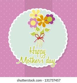 bouquet flowers over pink background. vector illustration