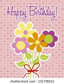 bouquet flowers over pink background. vector illustration