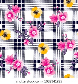 Modalidades de flores de ramo sobre fondo recubierto para motivos textiles