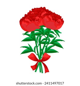 A bouquet of flowers peonies. A floral gift for a celebration, a romantic surprise.Hand drawn, wedding invitation, patterns, wallpapers, fabric, wrapping paper. Vector illustration.