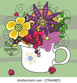 bouquet of flowers in a pot