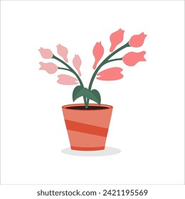 Bouquet of flowers in a pot. Vector illustration.