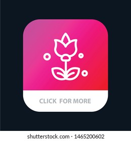 Bouquet, Flowers, Present Mobile App Button. Android and IOS Line Version. Vector Icon Template background