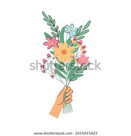 Similar – Image, Stock Photo Hold a bouquet of flowers in hand