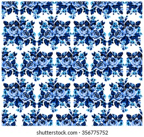  Bouquet of flowers (roses and cornflowers)  using traditional Ukrainian embroidery elements. Winter tones. Can be used as pixel-art, card, emblem, icon.