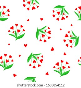 bouquet of flowers in the shape of a heart. seamless pattern valentines day