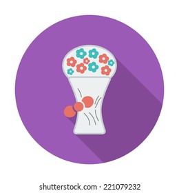 Bouquet of flowers. Single flat color icon. Vector illustration.