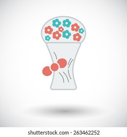 Bouquet of flowers. Single flat icon on white background. Vector illustration.