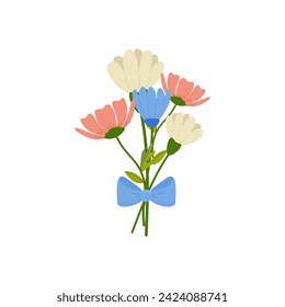 bouquet of flowers, spring summer, concept in cartoon style for card, print, sticker, postcard. 