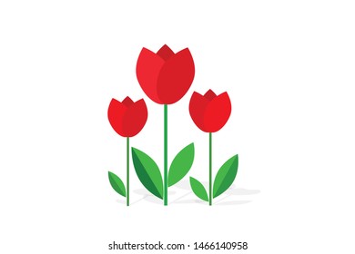 Bouquet of flowers (tulips) isolated on white background. Flat icon. 8 March . Women's spring day.;