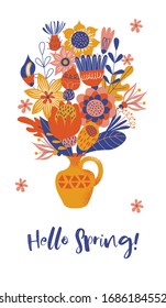 A bouquet of flowers in a vase. Vector illustration on a white background.