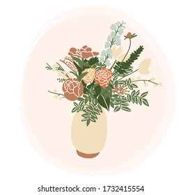 bouquet of flowers in a vase vector illustration.