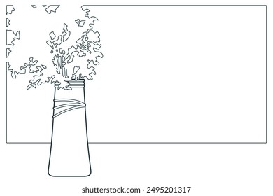 Bouquet flowers in vase. Vector vignette ifor advertisements, wedding, invitations or greeting cards. 