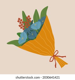 Bouquet de flores, ilustración de vector dibujada a mano.