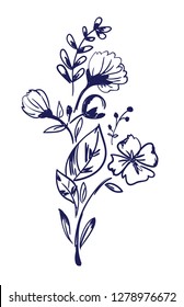 Bouquet with flowers vector illustration