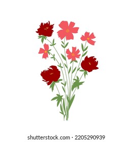 Bouquet of flowers. Vector illustration. Floral design element. 