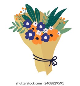 Bouquet of flowers. Vector illustration isolated on white background.