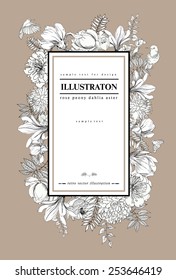 bouquet of flowers, vintage vector card.