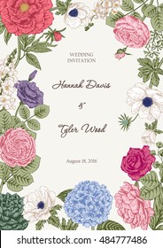Bouquet of flowers. Wedding card. Vector illustration.