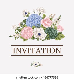 Bouquet of flowers. Wedding card. Vector illustration.