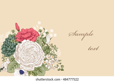 Bouquet of flowers. Wedding card. Vector illustration.