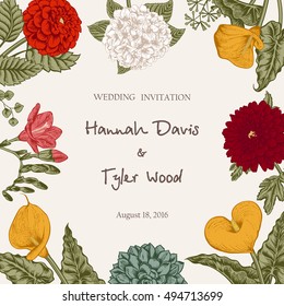 Bouquet of flowers. Wedding card. Vector illustration.