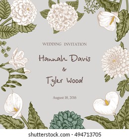 Bouquet of flowers. Wedding card. Vector illustration.
