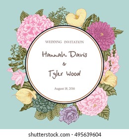Bouquet of flowers. Wedding card. Vector illustration.
