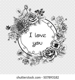 Bouquet of flowers. Wedding card. Vector illustration.