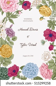 Bouquet of flowers. Wedding card. Vector illustration.