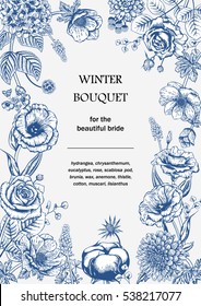 Bouquet of flowers. Wedding card. Vector illustration.