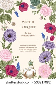 Bouquet of flowers. Wedding card. Vector illustration.