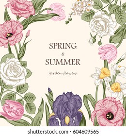 Bouquet of flowers. Wedding card. Vector illustration.