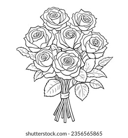 Bouquet with Flowers,bouquet with Rose, Vector Illustration,