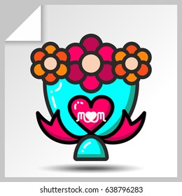Bouquet of flowers-holiday icons for mother's day or for birthday. Vector Isolated flat colorful illustration.