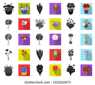 A bouquet of fresh flowers black,flat icons in set collection for design. Various bouquets vector symbol stock web illustration.