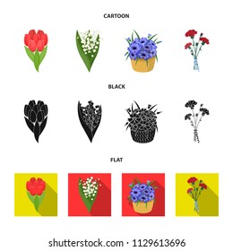 A bouquet of fresh flowers cartoon,black,flat icons in set collection for design. Various bouquets vector symbol stock web illustration.