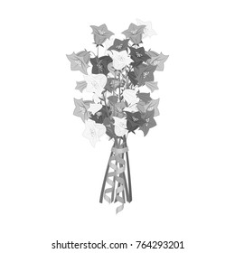A bouquet of fresh flowers single icon in monochrome style for design. Bouquet vector symbol stock illustration web.