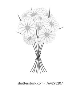 A bouquet of fresh flowers single icon in monochrome style for design. Bouquet vector symbol stock illustration web.