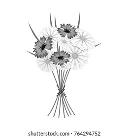 A bouquet of fresh flowers single icon in monochrome style for design. Bouquet vector symbol stock illustration web.