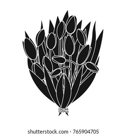 A bouquet of fresh flowers single icon in black style for design. Bouquet vector symbol stock illustration web.
