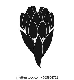 A bouquet of fresh flowers single icon in black style for design. Bouquet vector symbol stock illustration web.