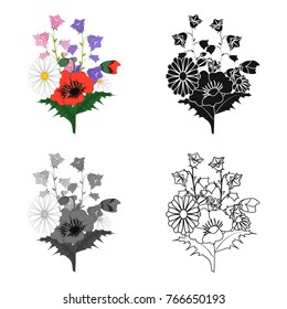 A bouquet of fresh flowers single icon in cartoon,black,monochrome,outline style for design. Bouquet vector symbol stock illustration web.
