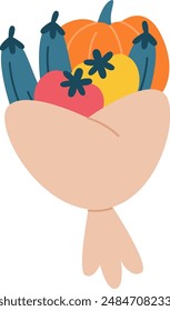 Bouquet Of Fresh Vegetables Vector Illustration