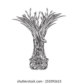 Bouquet grass paddy ornament illustration