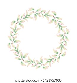 The bouquet is hand-drawn in watercolor with a space for your text. Design for a card or invitation. A floral arrangement surrounded by a circle frame. Flowers on a wreath.