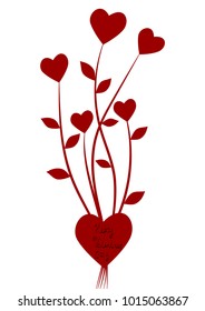 bouquet heart leaves vector