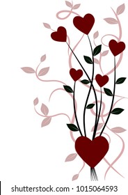 bouquet of hearts leaves monogram vector background