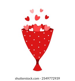 Buquê com corações. Amor, romance, conceito do dia dos namorados. Ilustração vetorial isolada no plano de fundo branco