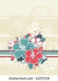 bouquet of hibiscus on beige background